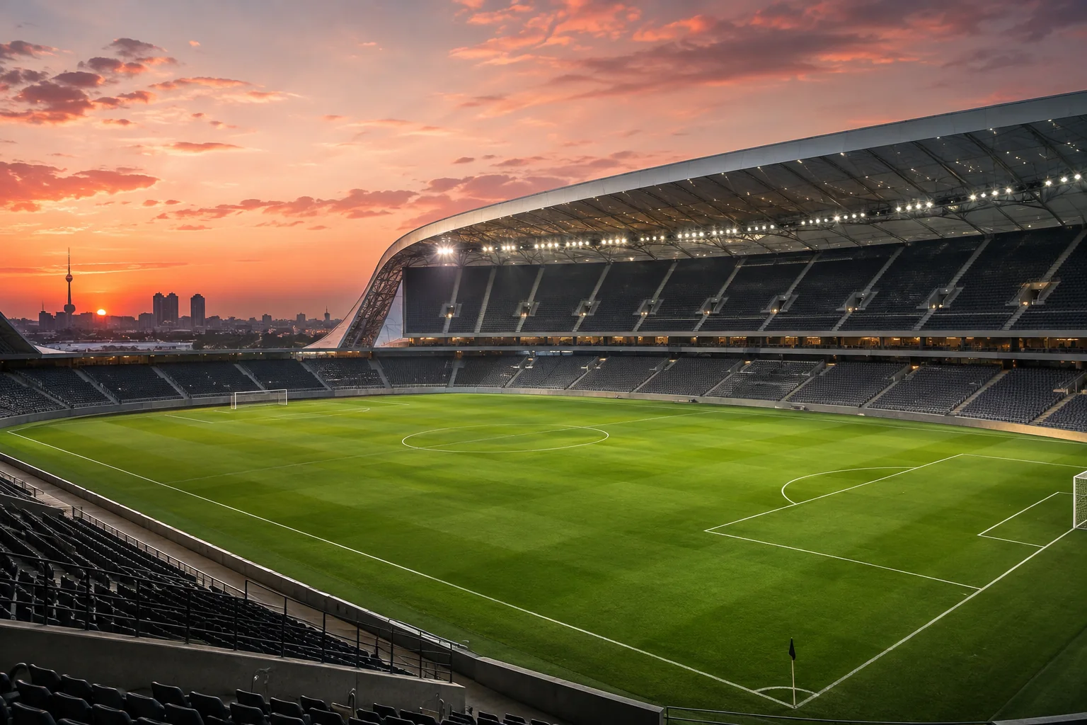 Quyosh botishidagi futbol stadioni — illyustratsiya